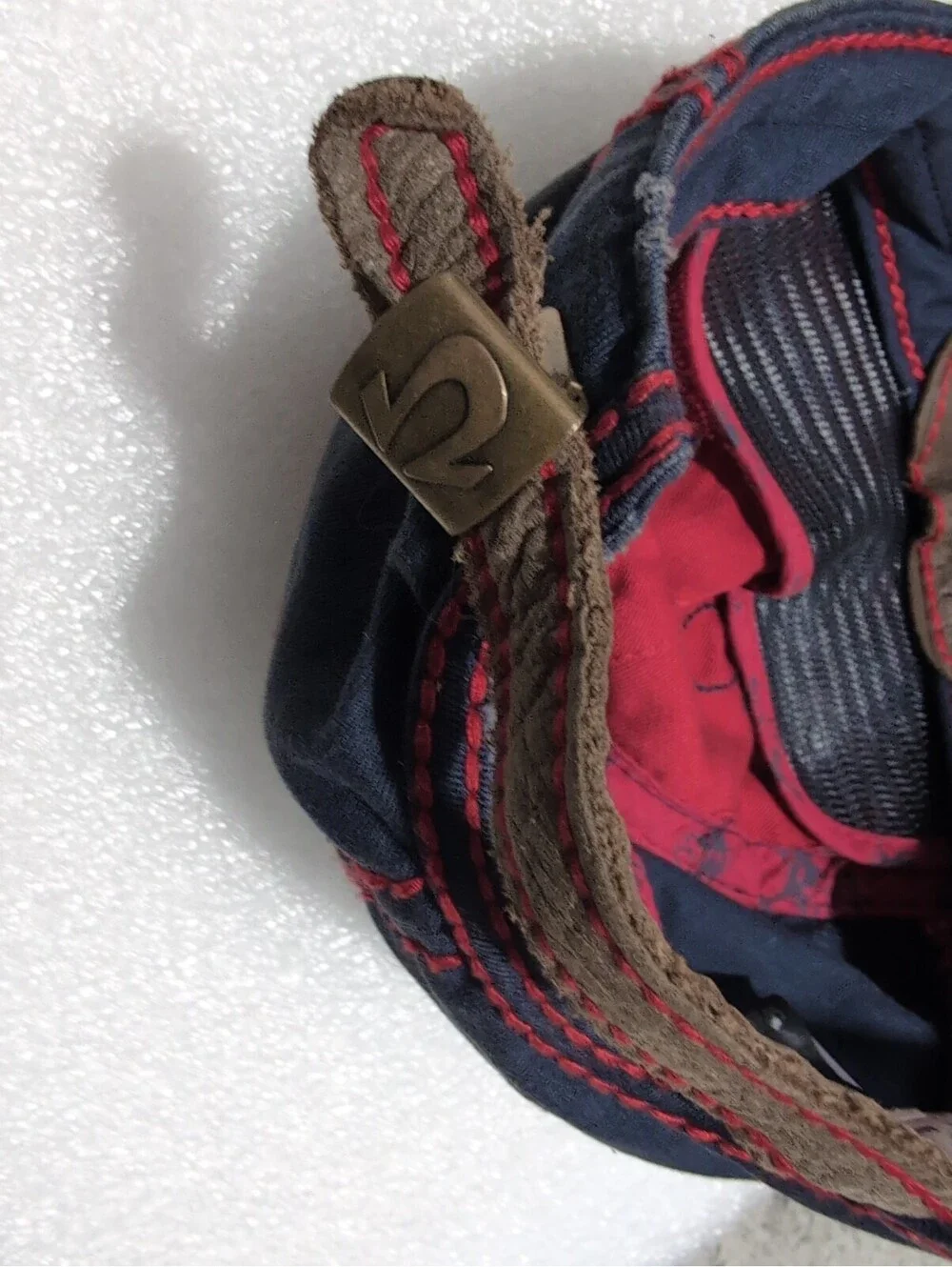 Vintage True Religion Hat Faded Distressed Blue Red One Sz Fits All Adjustable